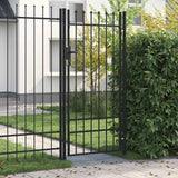 vidaXL Poort met gebogen bovenkant enkel 1x1,75 m staal zwart