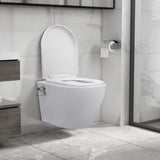 vidaXL Rimless Wall-Mounted Toilet with Bidet Function Ceramic White