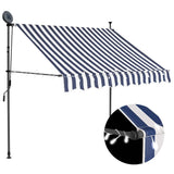vidaXL Manual Retractable Awning with LED 100 cm Blue and White