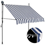vidaXL Manual Retractable Awning with LED 100 cm Blue and White