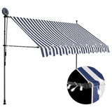 vidaXL Manual Retractable Awning with LED 100 cm Blue and White