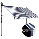 vidaXL Manual Retractable Awning with LED 100 cm Blue and White