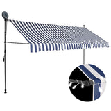 vidaXL Manual Retractable Awning with LED 100 cm Blue and White