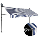 vidaXL Manual Retractable Awning with LED 100 cm Blue and White