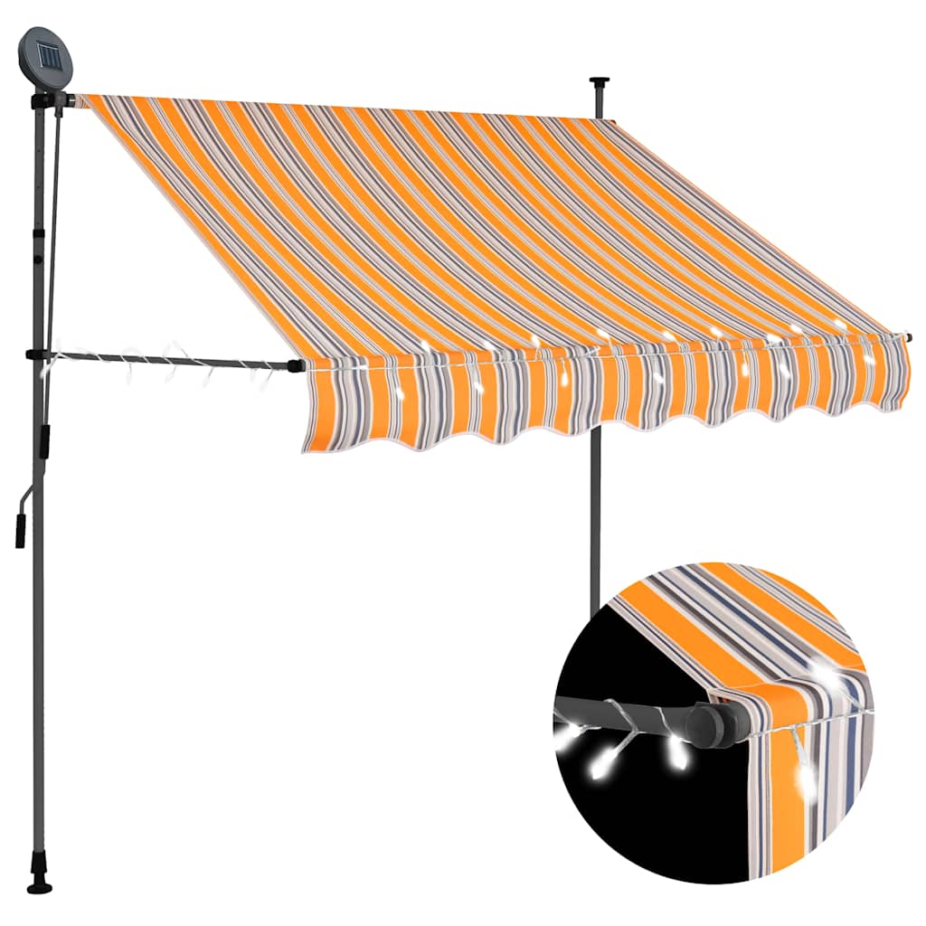 vidaXL Manual Retractable Awning with LED 100 cm Blue and White