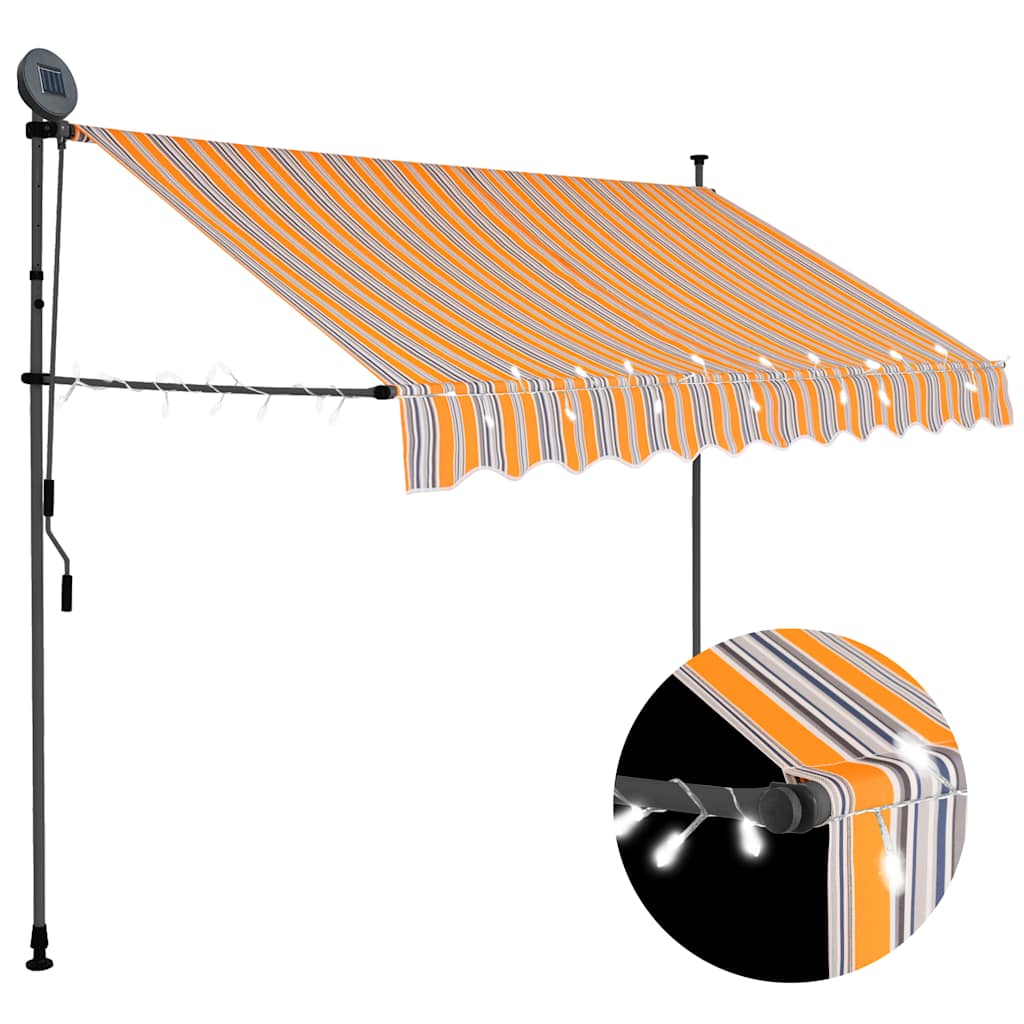 vidaXL Manual Retractable Awning with LED 100 cm Blue and White