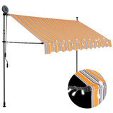 vidaXL Manual Retractable Awning with LED 100 cm Blue and White
