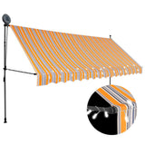 vidaXL Manual Retractable Awning with LED 100 cm Blue and White
