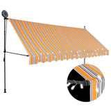 vidaXL Manual Retractable Awning with LED 100 cm Blue and White