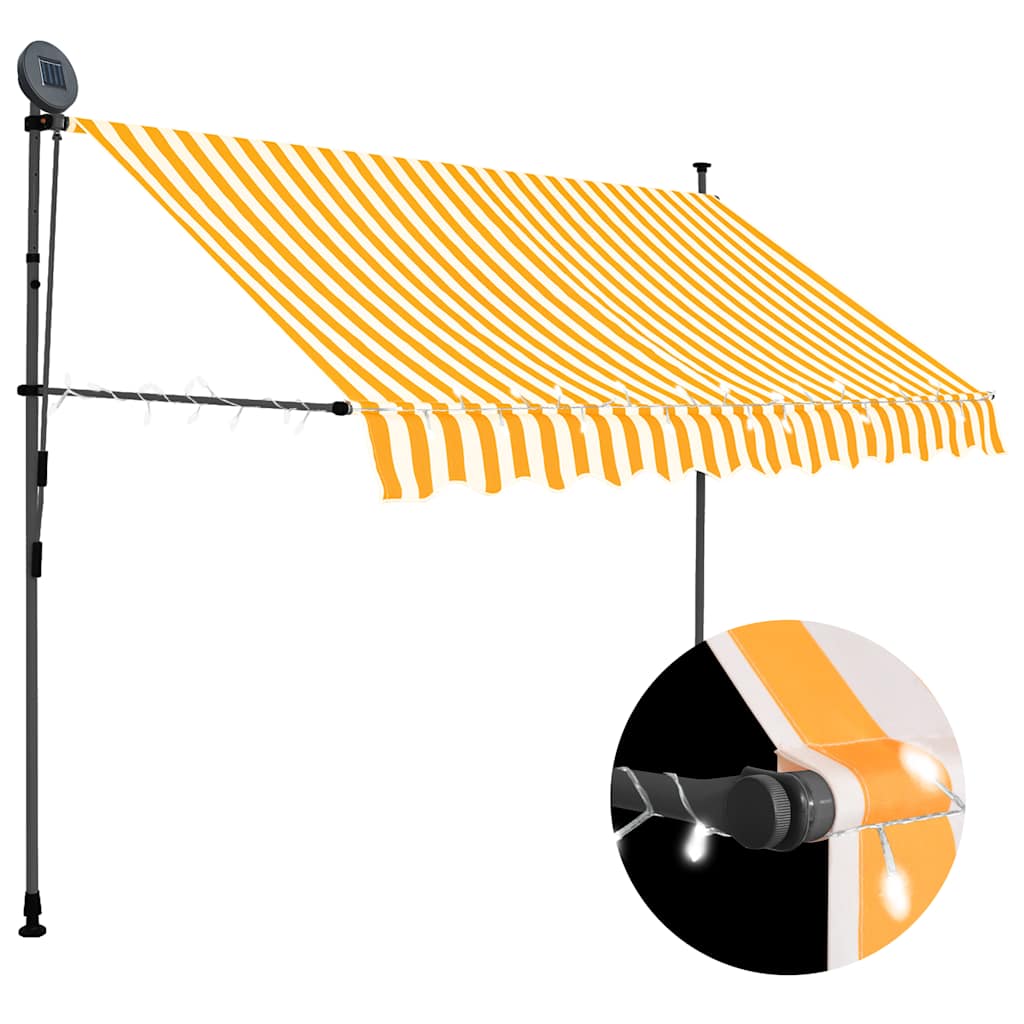 vidaXL Manual Retractable Awning with LED 100 cm Blue and White