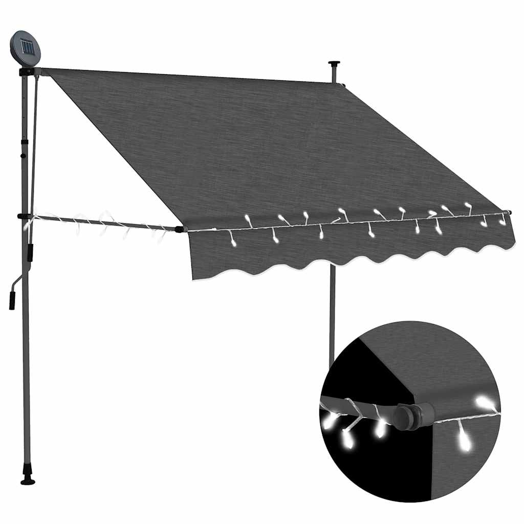 vidaXL Manual Retractable Awning with LED 100 cm Blue and White