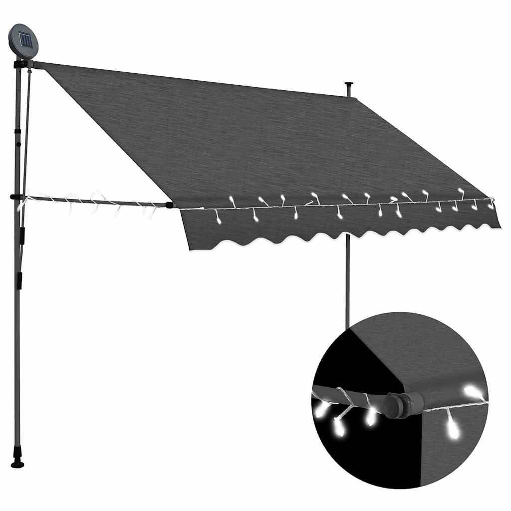 vidaXL Manual Retractable Awning with LED 100 cm Blue and White