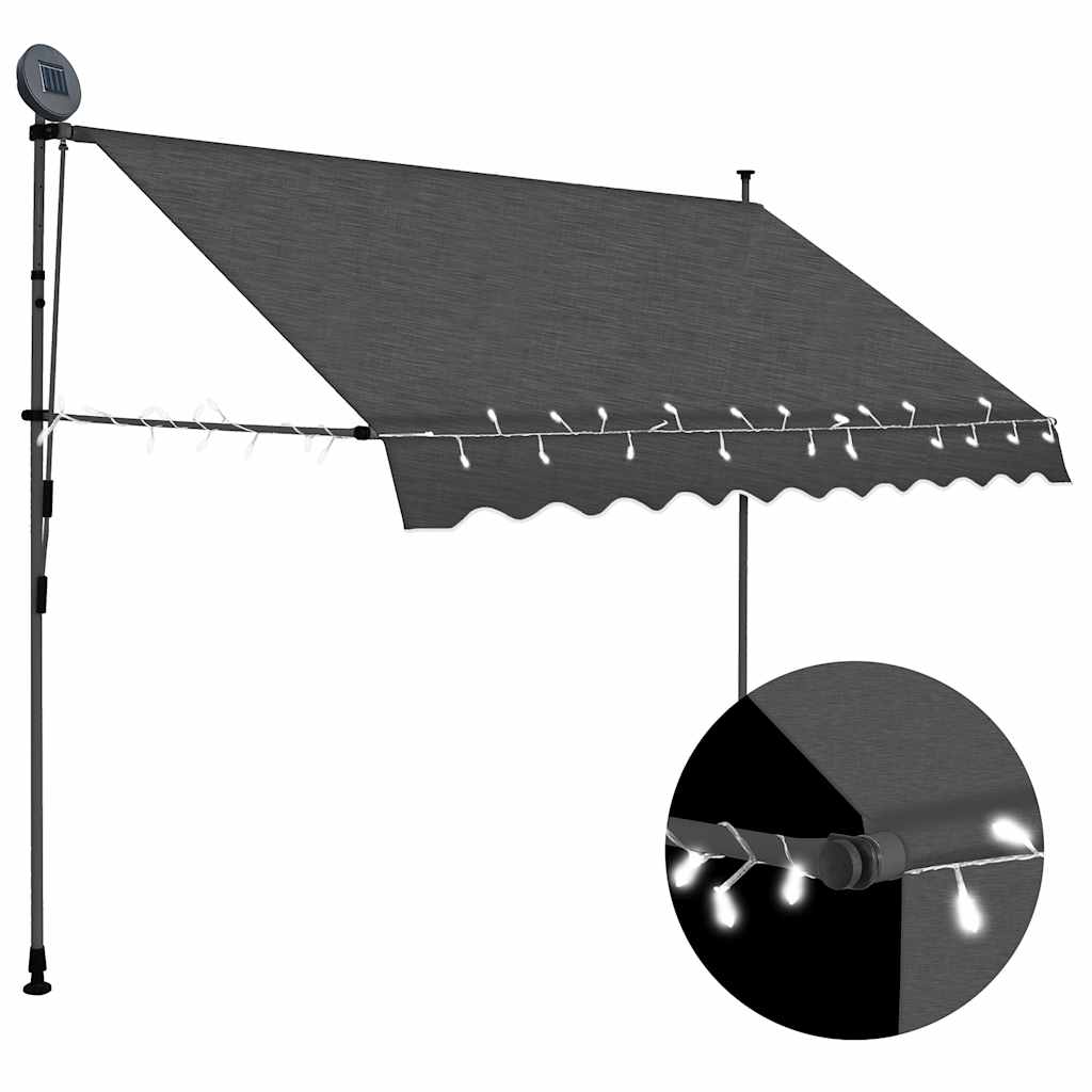 vidaXL Manual Retractable Awning with LED 100 cm Blue and White
