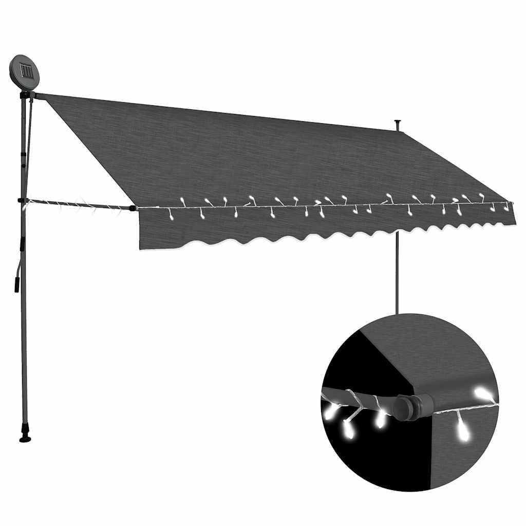 vidaXL Manual Retractable Awning with LED 100 cm Blue and White