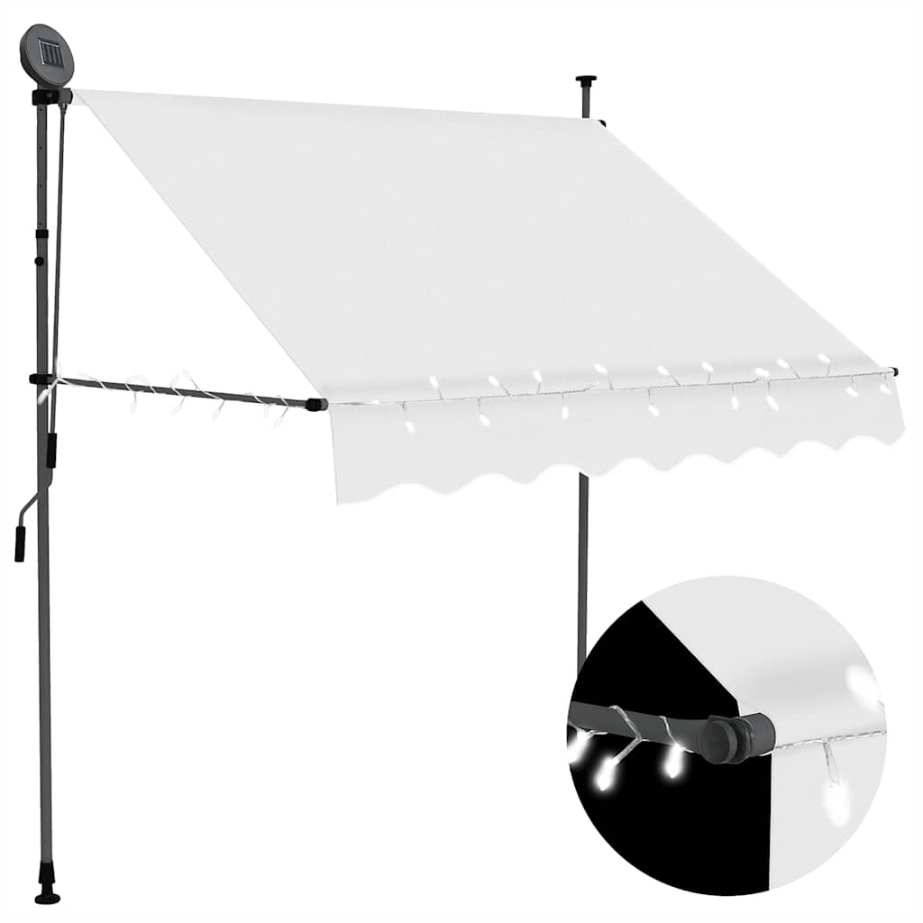 vidaXL Manual Retractable Awning with LED 100 cm Blue and White