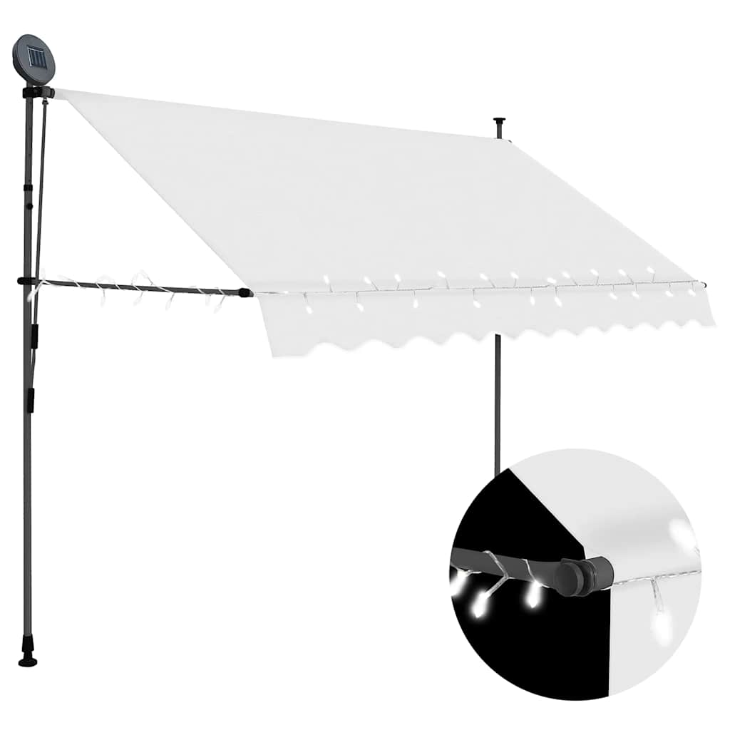 vidaXL Manual Retractable Awning with LED 100 cm Blue and White