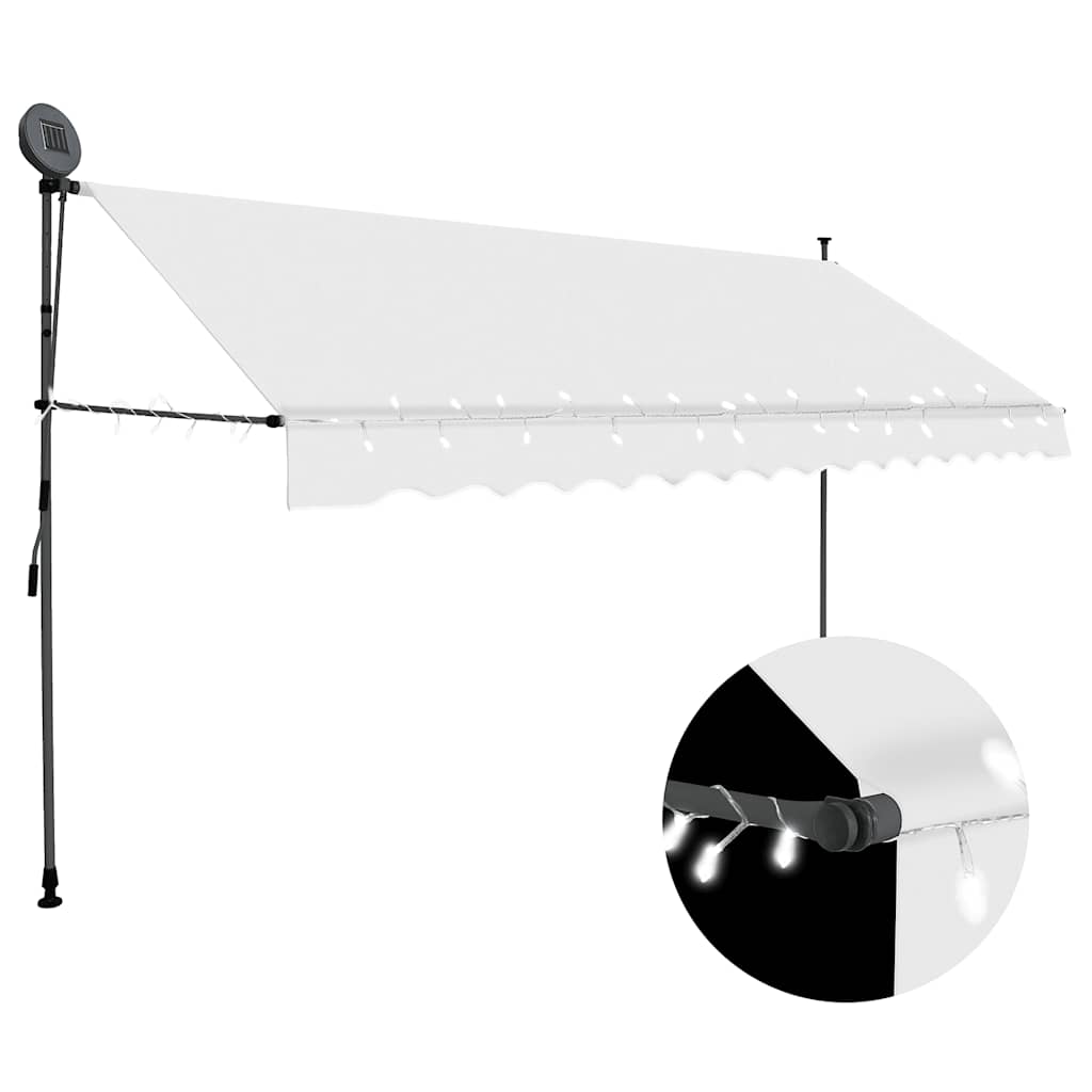 vidaXL Manual Retractable Awning with LED 100 cm Blue and White