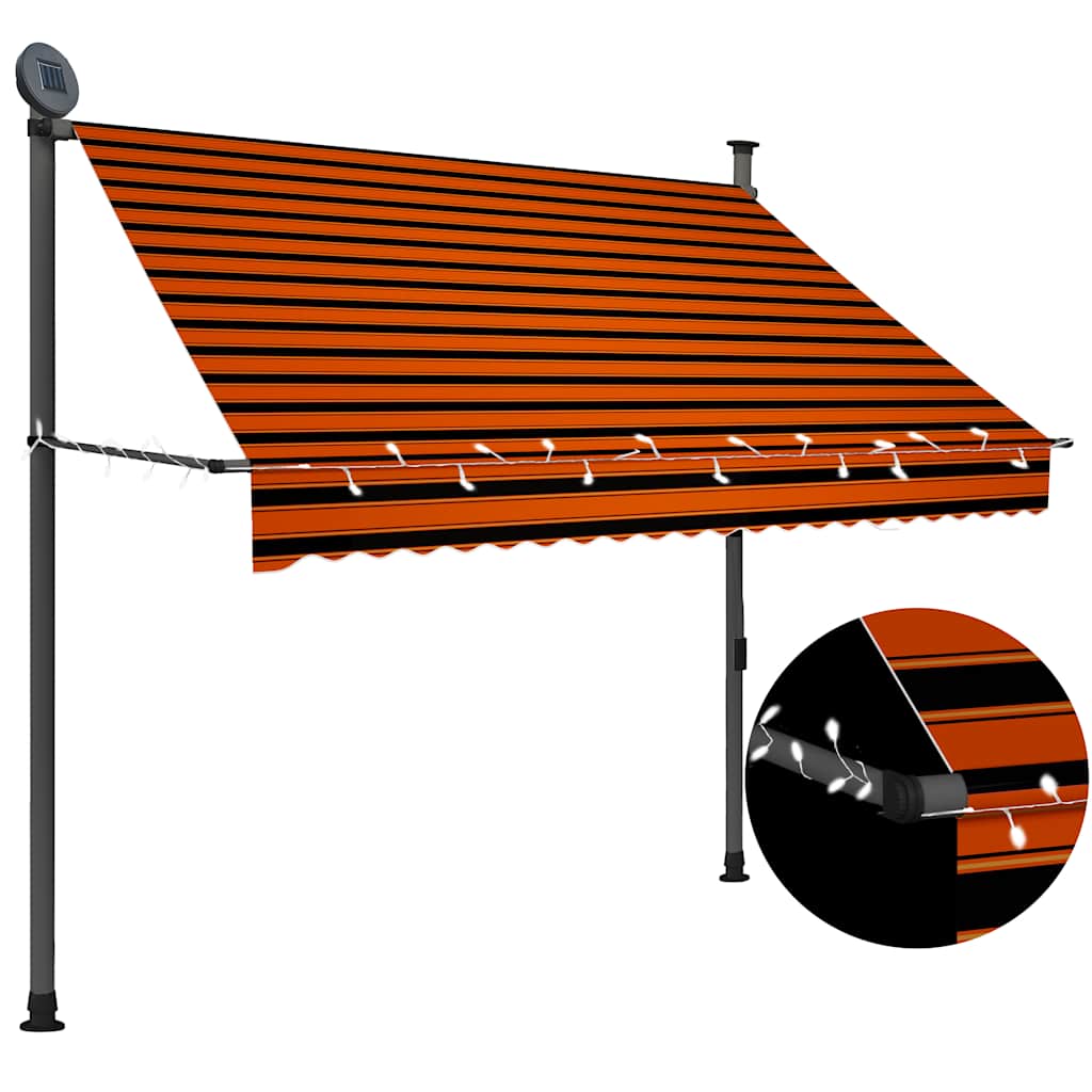 vidaXL Manual Retractable Awning with LED 100 cm Blue and White