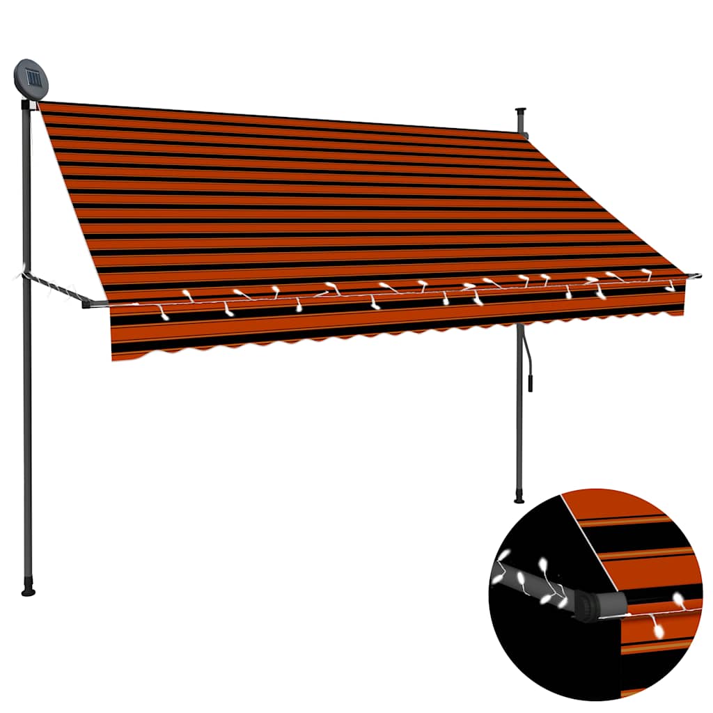 vidaXL Manual Retractable Awning with LED 100 cm Blue and White