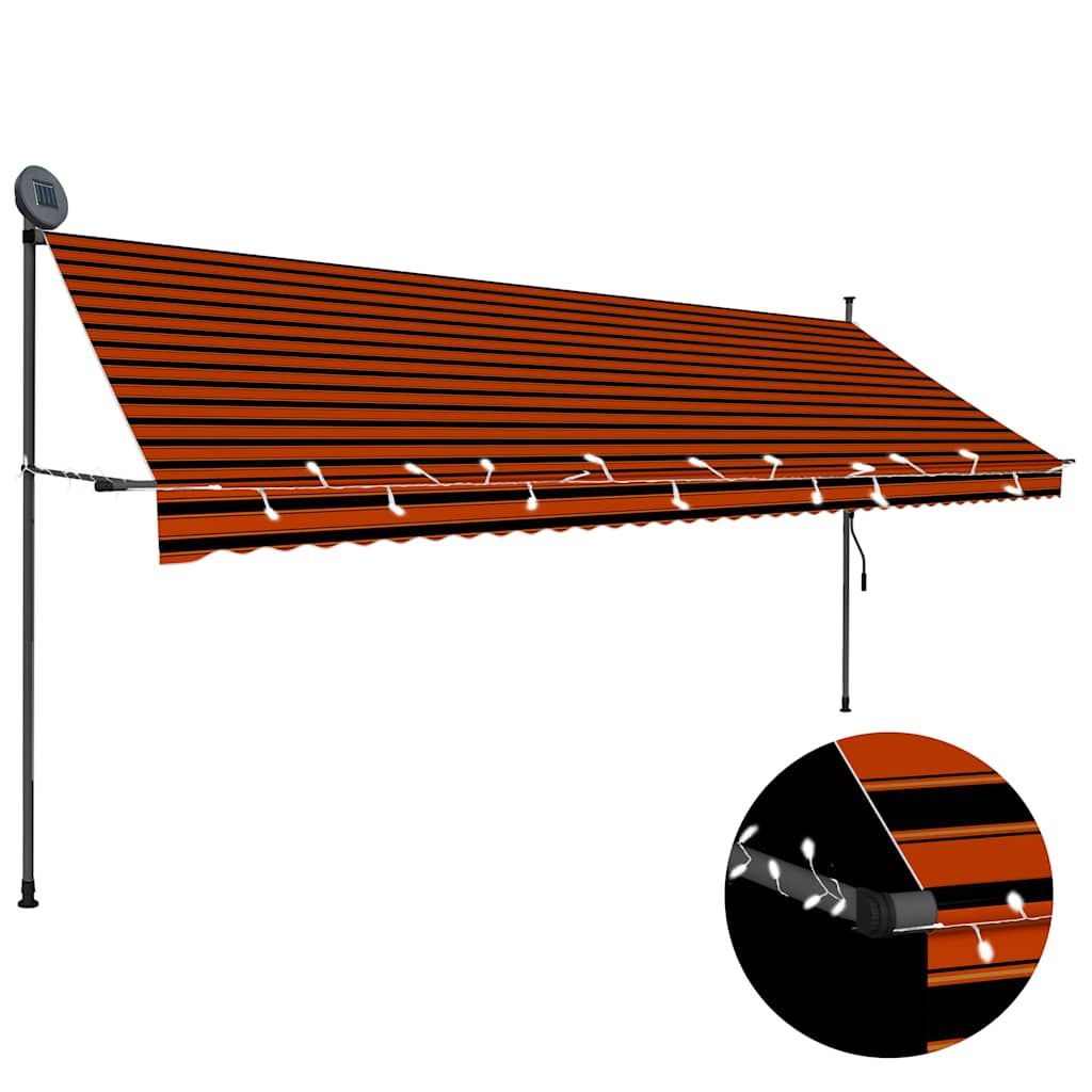 vidaXL Manual Retractable Awning with LED 100 cm Blue and White