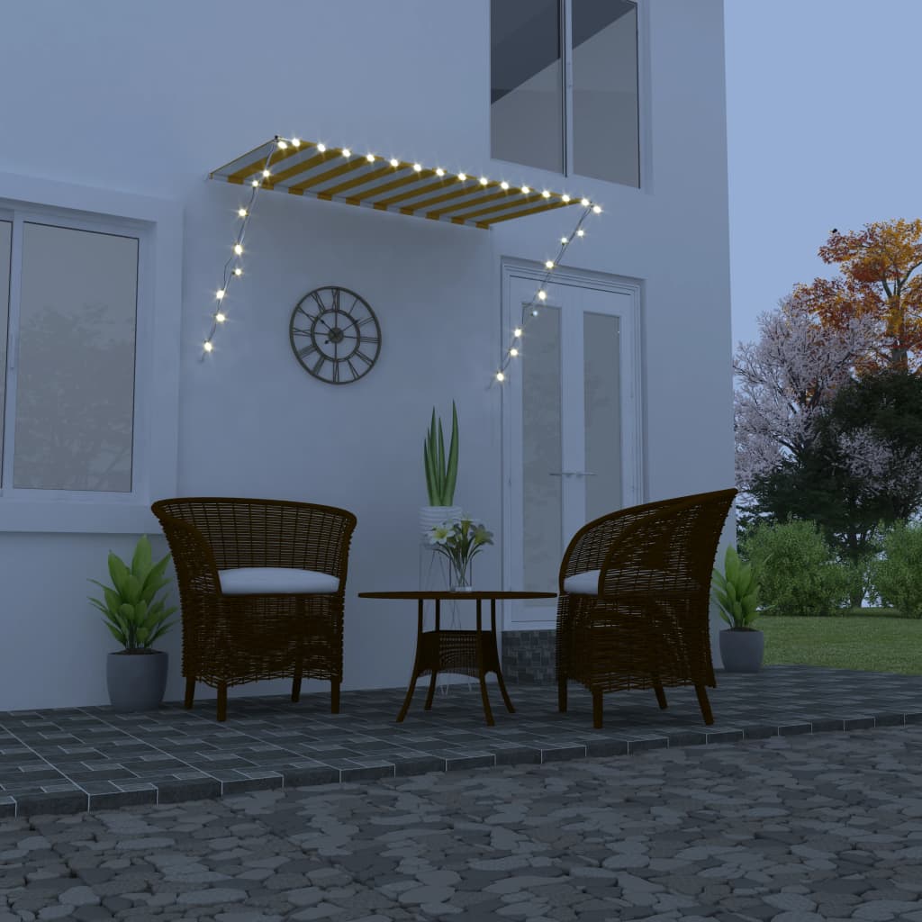vidaXL Luifel uittrekbaar avec LED 150x150 cm bleu et blanc