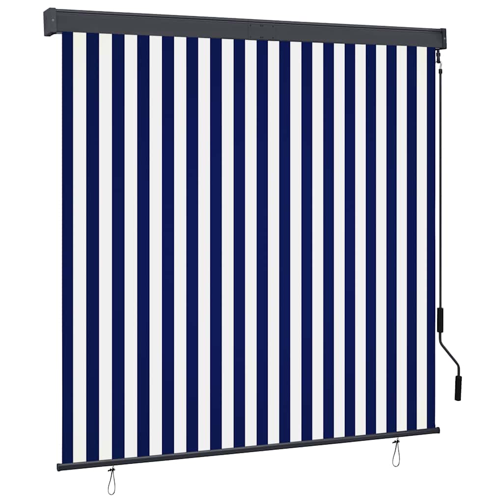 vidaXL Rolgordijn voor buiten 60x250 cm blauw en wit