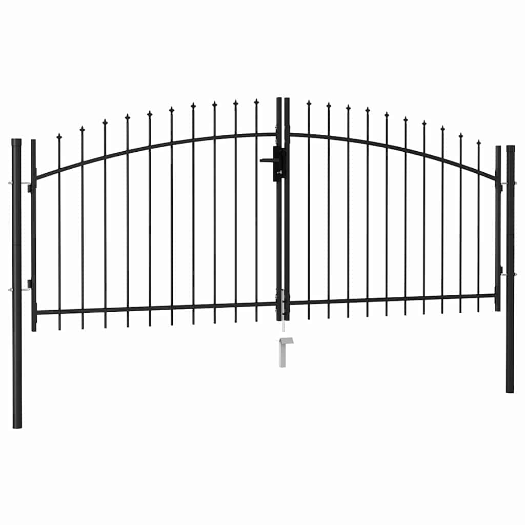 vidaXL Double Gate with Spear Top 299.5x224.5 cm Steel Black