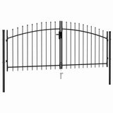 vidaXL Double Gate with Spear Top 299.5x224.5 cm Steel Black