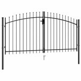 vidaXL Double Gate with Spear Top 299.5x224.5 cm Steel Black