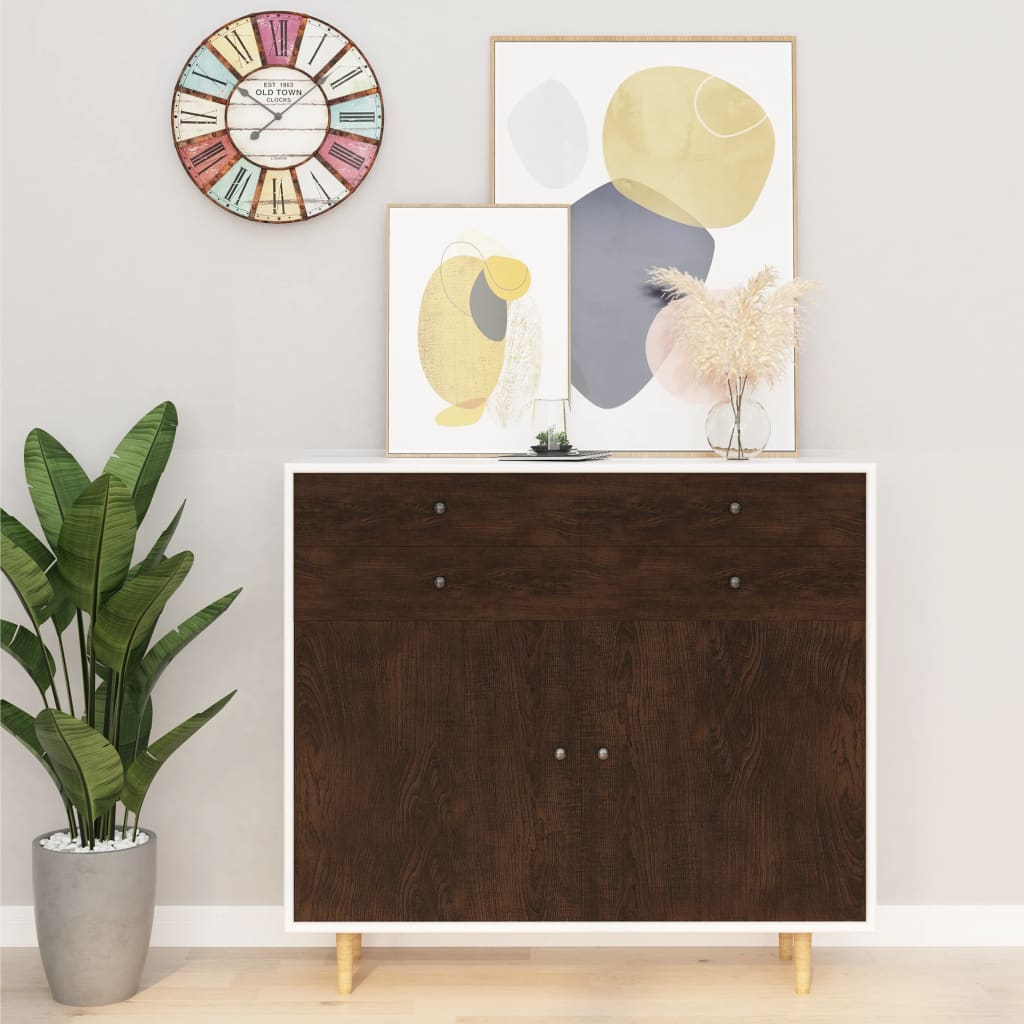 vidaXL Self-Adhesive Furniture Film 500x90 cm PVC Dark Wood Grain