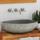 vidaXL Oval Wash Basin (29-38)x(24-31) cm River Stone