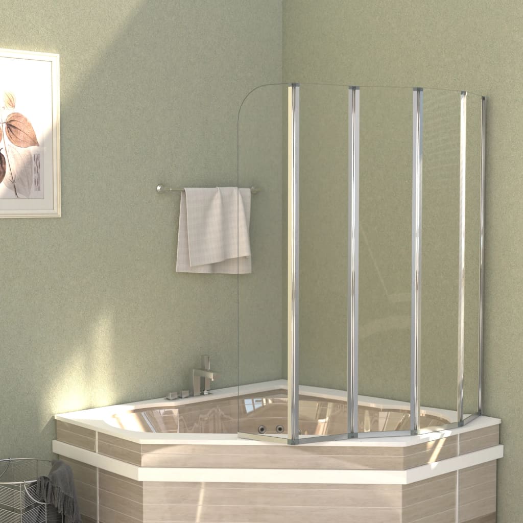 vidaXL Bath Screen 120x140 cm Tempered Glass Transparent