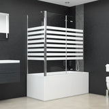 vidaXL Striped Shower Screen 120x68x130 cm Tempered Glass