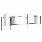 vidaXL Gate with Spear Top 5x1.5 m Black