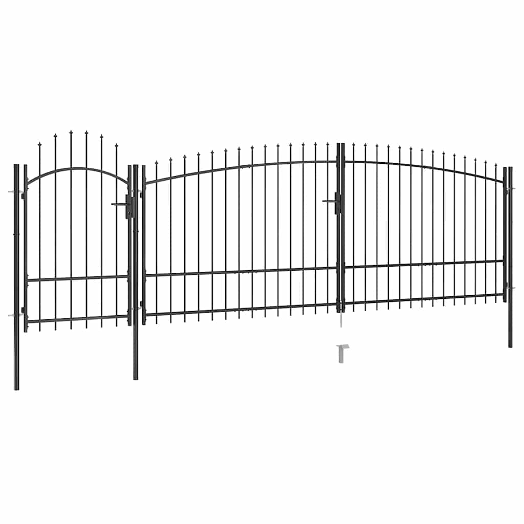 vidaXL Gate with Spear Top 5x1.5 m Black