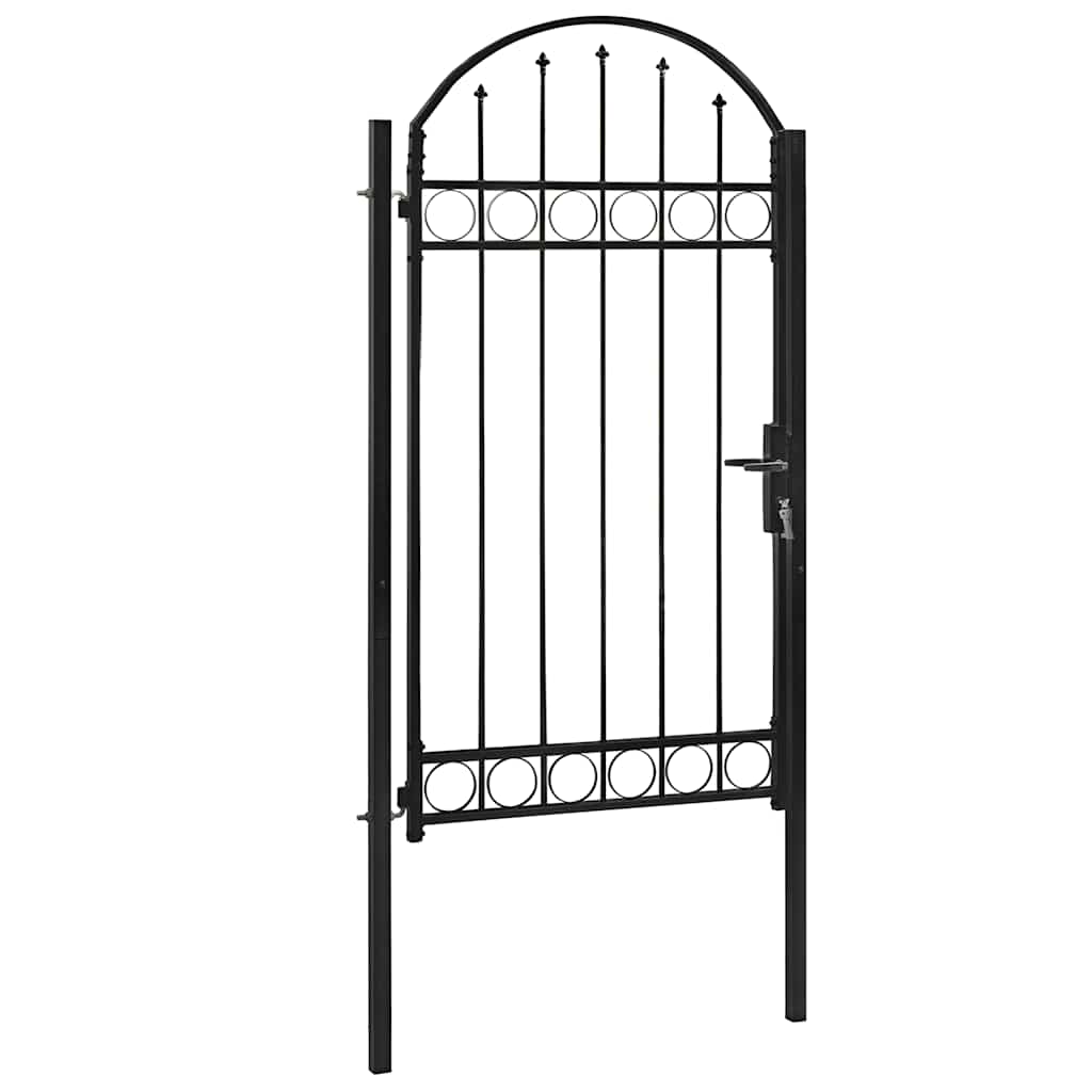 vidaXL Garden Gate with Arched Top Steel 102x125 cm Black