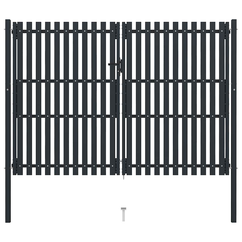 vidaXL Double Gate with Door Steel 300x75 cm Anthracite