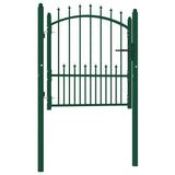 vidaXL Gate with Spear Tops 104x97 cm Steel Green
