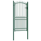 vidaXL Gate with Spear Tops 104x97 cm Steel Green