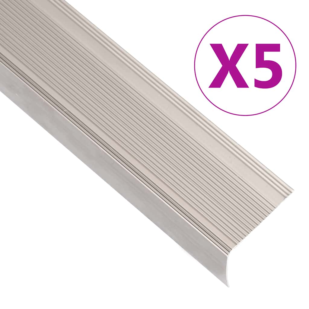 vidaXL Trapneuzen L-vormig 5 st 90 cm aluminium zilverkleurig