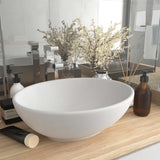 vidaXL Oval Basin 40x33 cm Ceramic Matt White