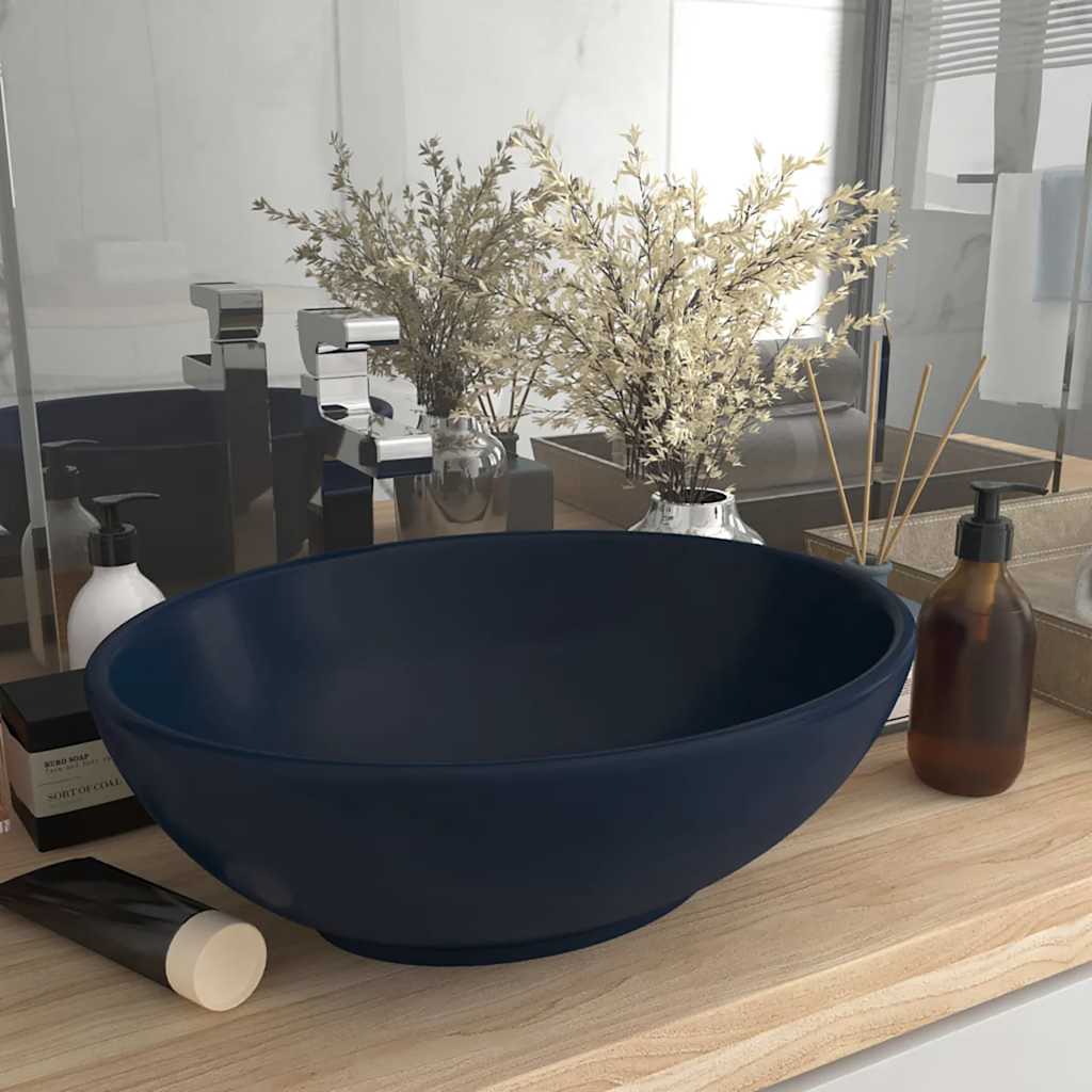 vidaXL Oval Basin 40x33 cm Ceramic Matt White