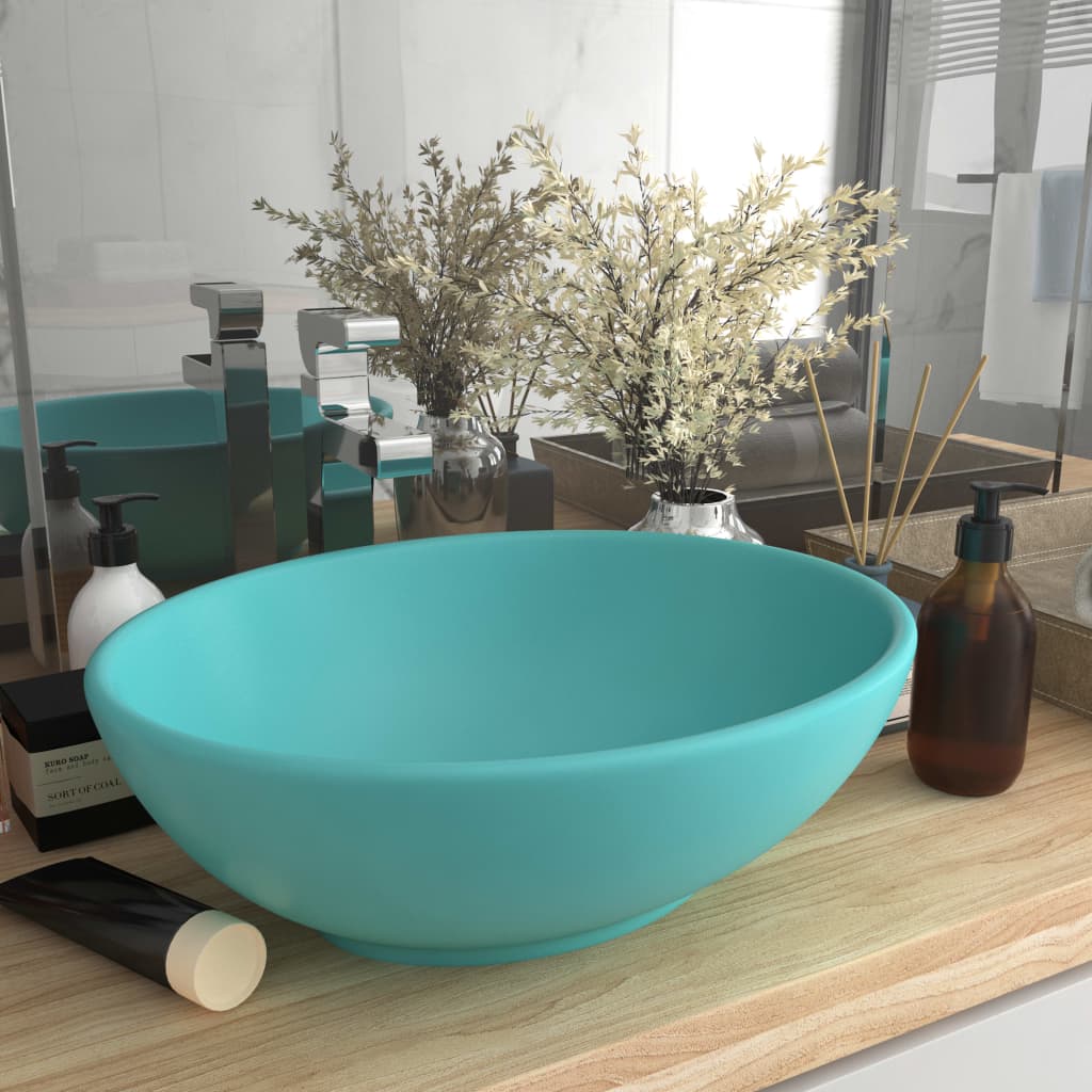 vidaXL Oval Basin 40x33 cm Ceramic Matt White