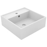 vidaXL Wastafel avec overloop vierkant 41x41 cm céramique mat