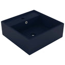 vidaXL Wastafel met overloop vierkant 41x41 cm keramiek matwit
