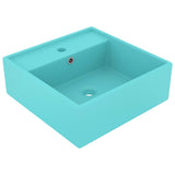vidaXL Wastafel avec overloop vierkant 41x41 cm céramique mat