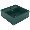 vidaXL Wastafel met overloop vierkant 41x41 cm keramiek matwit