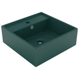 vidaXL Wastafel avec overloop vierkant 41x41 cm céramique mat