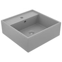 vidaXL Wastafel met overloop vierkant 41x41 cm keramiek matwit