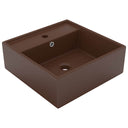 vidaXL Wastafel met overloop vierkant 41x41 cm keramiek matwit